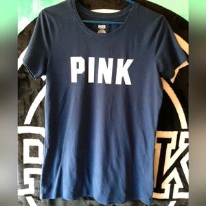 PINK Victoria's Secret Navy Blue Tee with White Logo